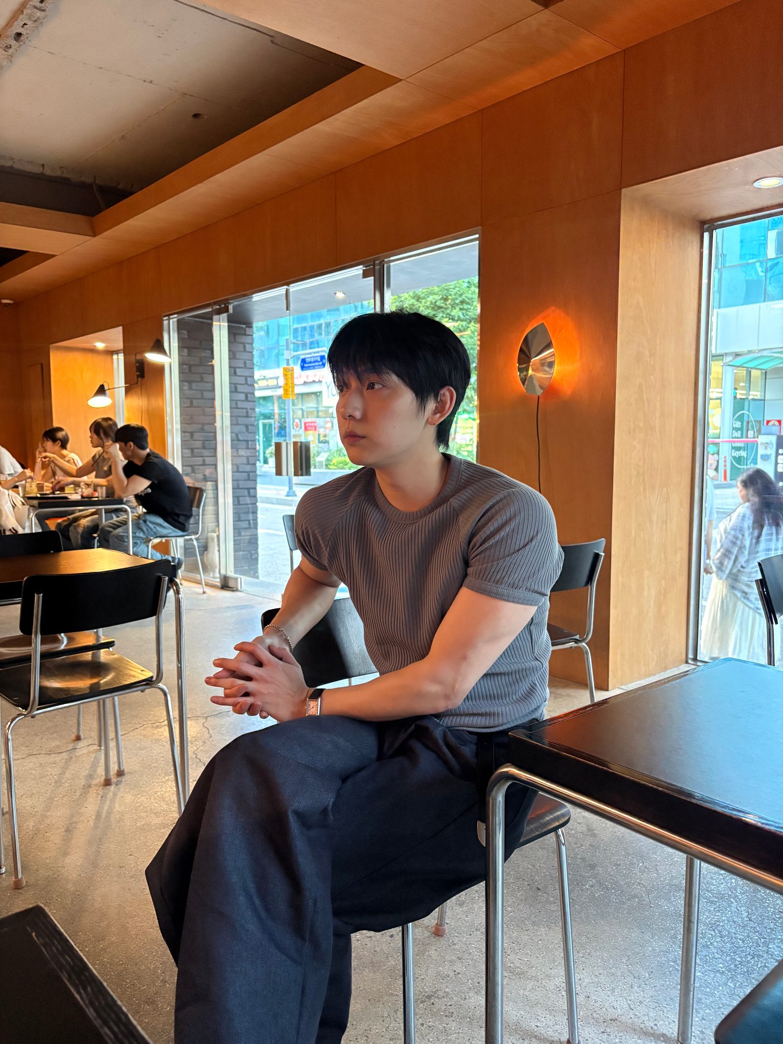래글런 골지 슬림 반팔티 상세 이미지 2