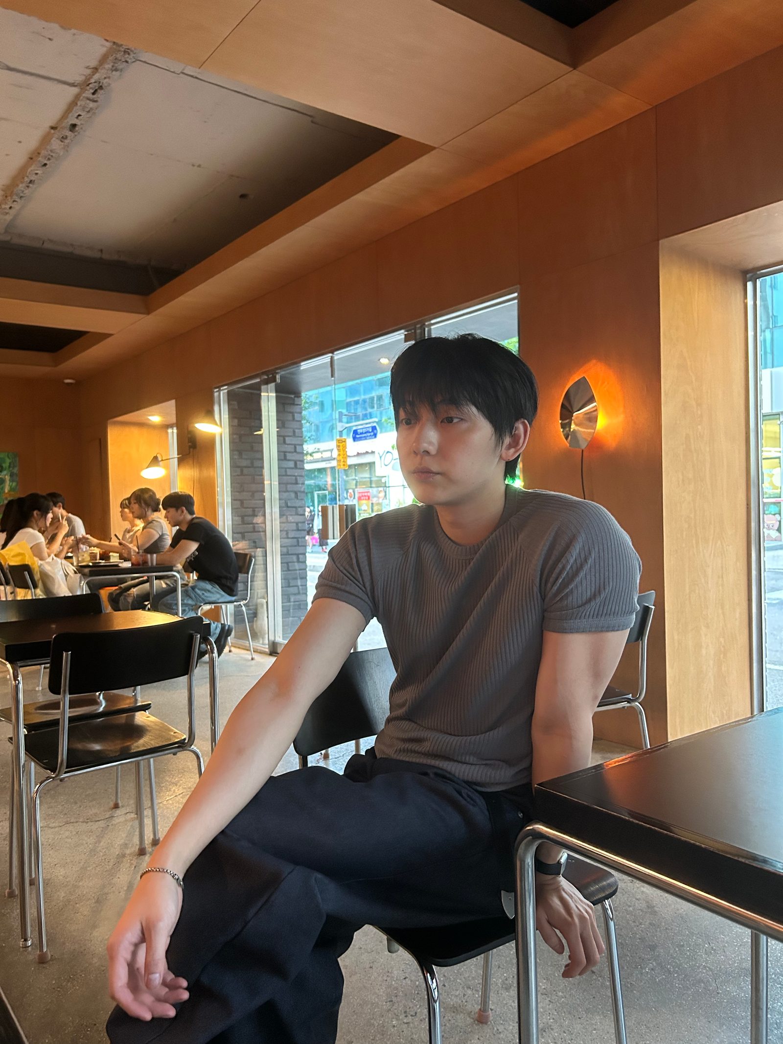 래글런 골지 슬림 반팔티 상세 이미지 5