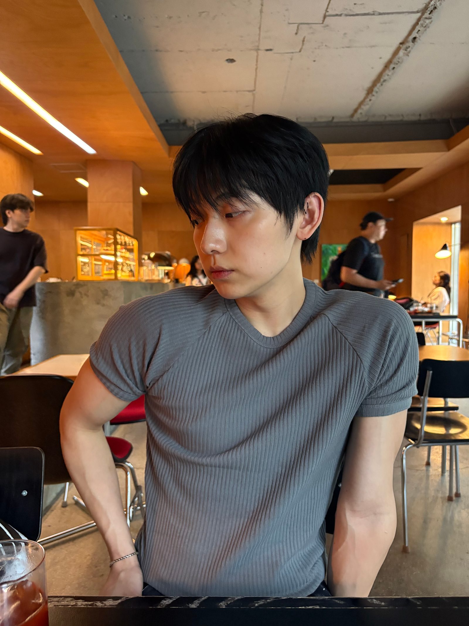 래글런 골지 슬림 반팔티 상세 이미지 6