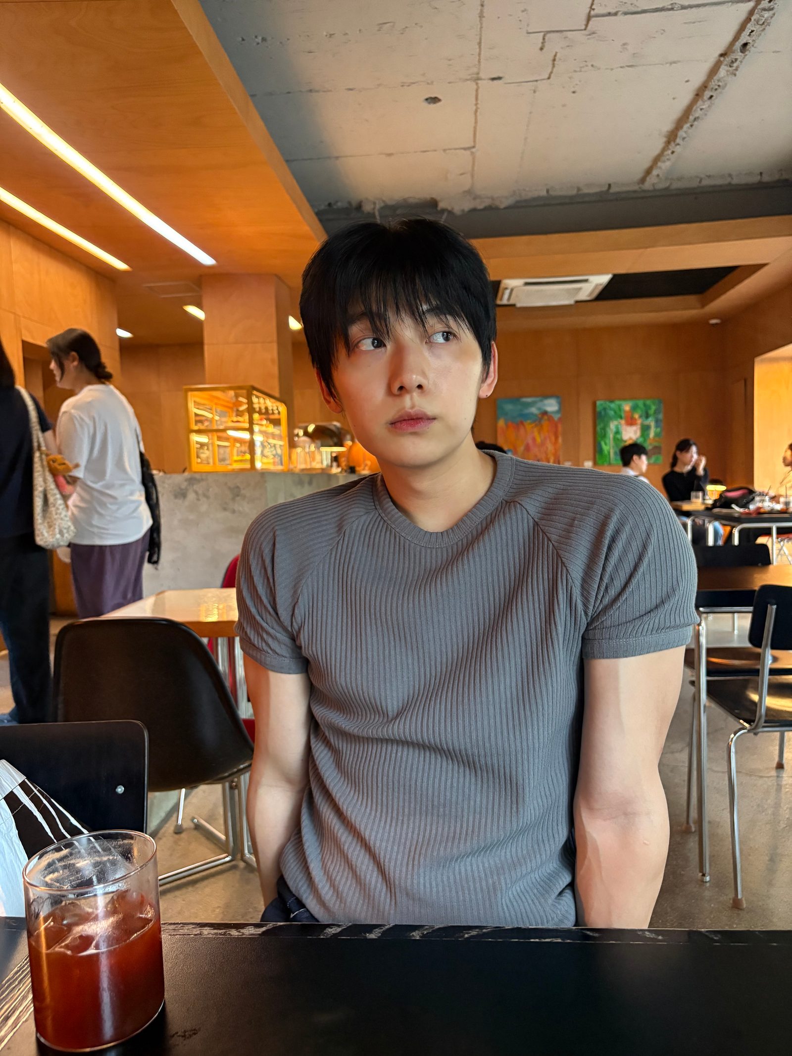 래글런 골지 슬림 반팔티 상세 이미지 7